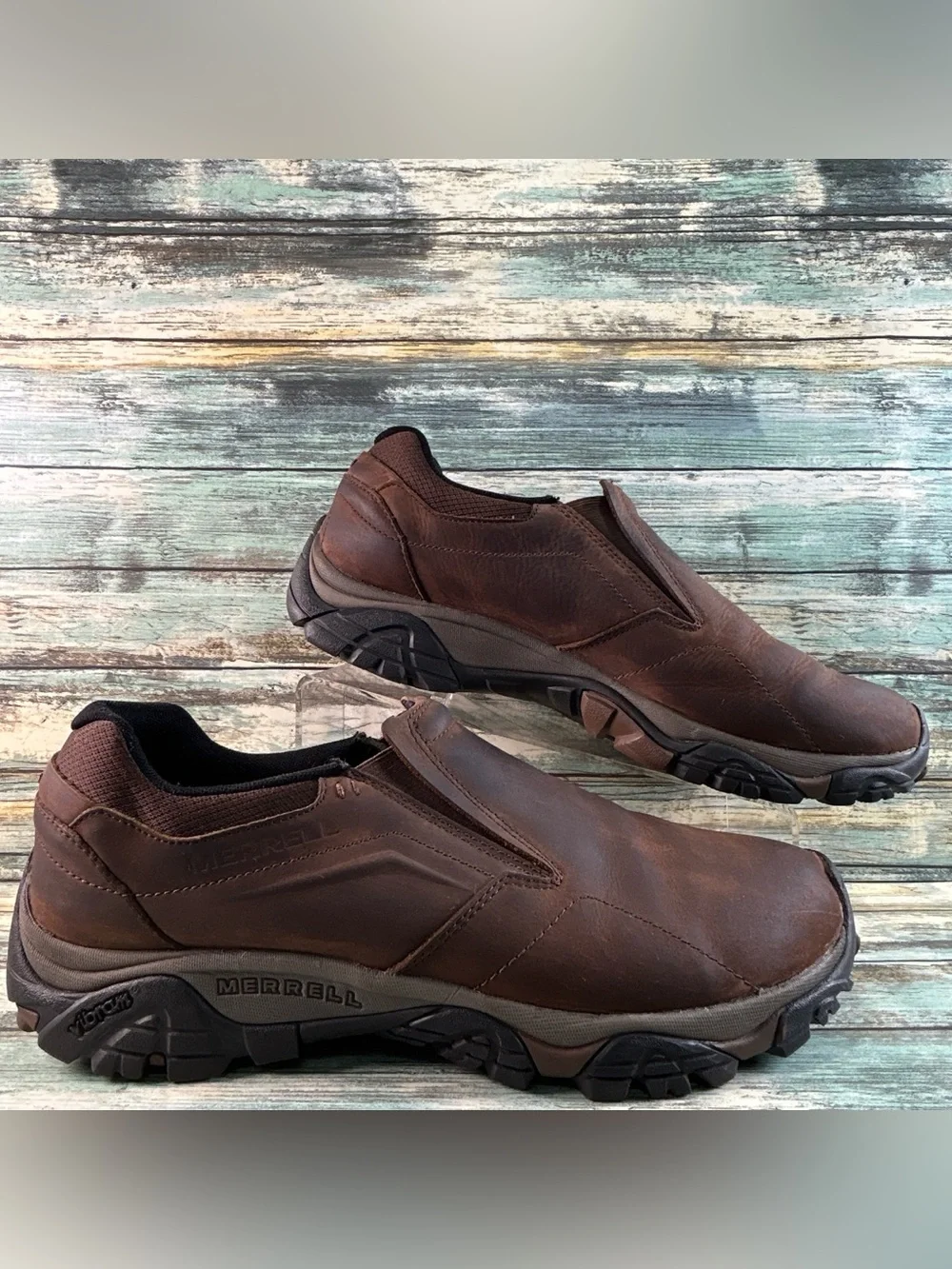 Merrell Moab Adventure Moc Hiking Shoe Mens 13 Brown Leather Vibram Sole Casual